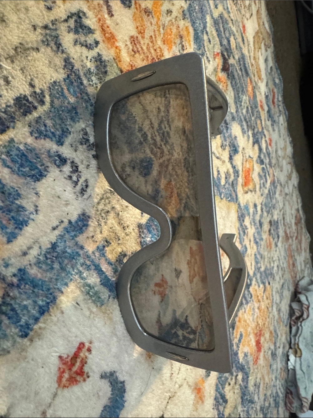 Y2K Futuristic Wraparound Shield Sunglasses Metallic Silver Gray Cyber Retro